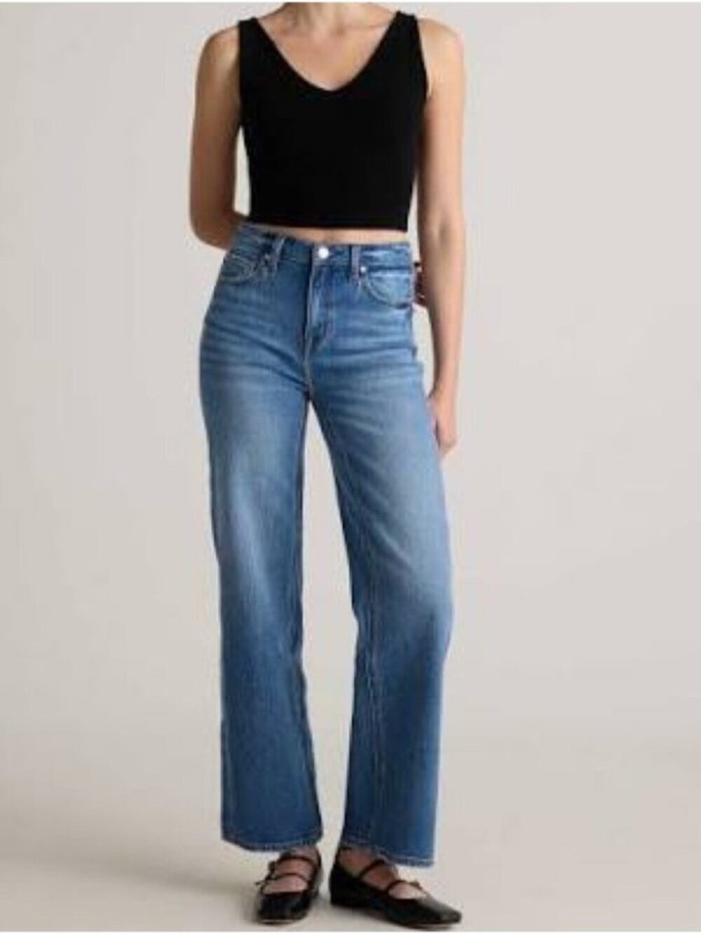 Quince Bella Stretch Relaxed Straight Jeans in Atlantic Blue - 28"